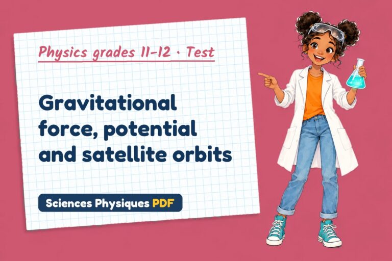 Gravitational field test with answers for A Level physics (free PDF download)