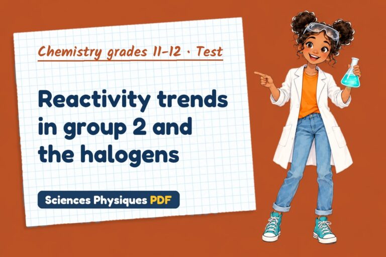 Group 2 and halogens test with answers for A Level chemistry (free PDF download)
