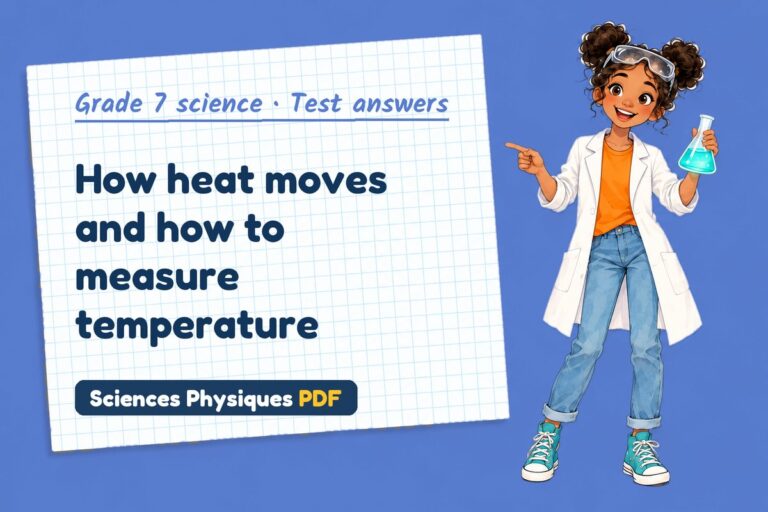 Heat and temperature test answers and mark scheme for grade 7 science (free PDF download)