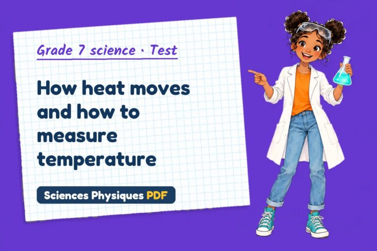 Heat and temperature test with answers for grade 7 science (free PDF download)