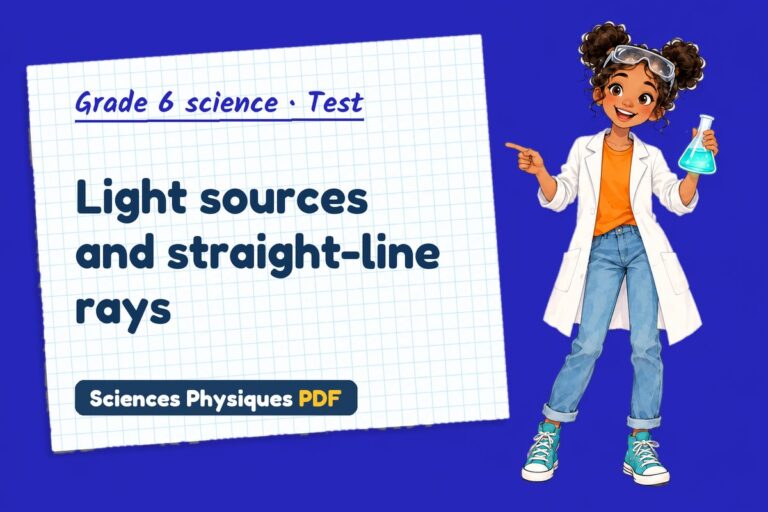 How light travels test with answers for grade 6 science (free PDF download)