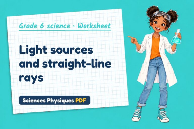 How light travels worksheet with answers for grade 6 science (free PDF download)