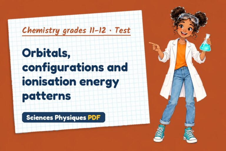 Ionisation energy test with answers for A Level chemistry (free PDF download)