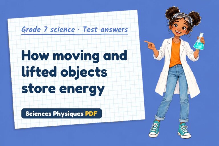 Kinetic energy test answers and mark scheme for grade 7 science (free PDF download)