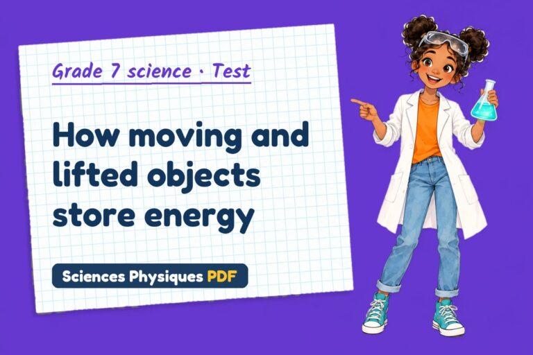 Kinetic energy test with answers for grade 7 science (free PDF download)