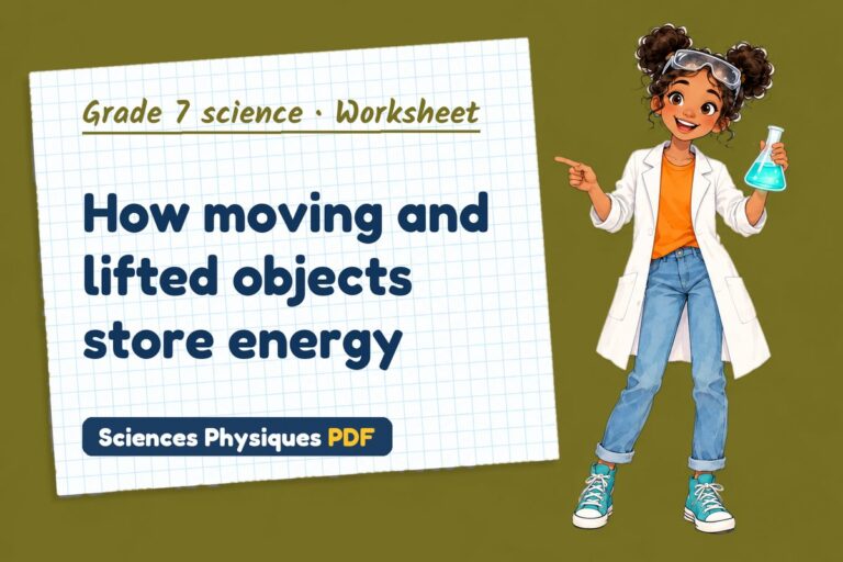 Kinetic energy worksheet with answers for grade 7 science (free PDF download)