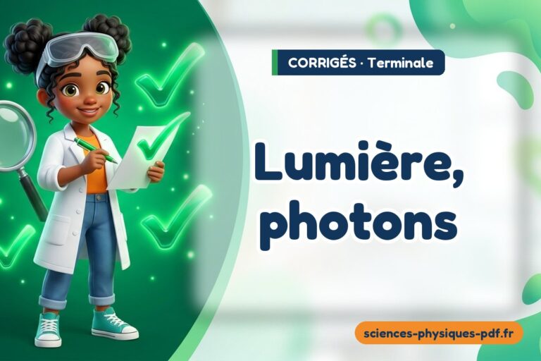Lumière, photons : corrigé des exercices de sciences physiques terminale – PDF gratuit à télécharger et imprimer