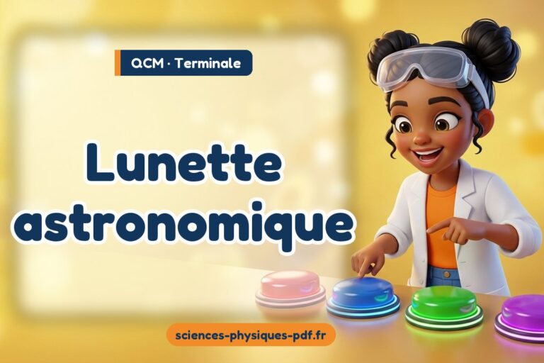 Lunette astronomique : QCM de sciences physiques en terminale
