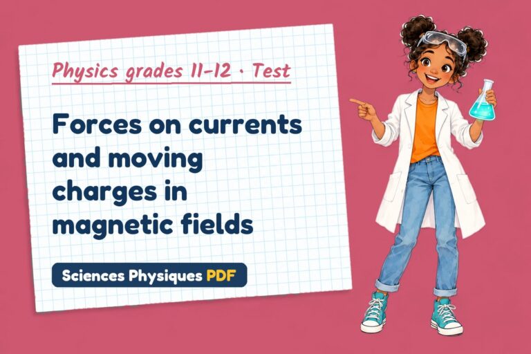 Magnetic fields test with answers for A Level physics (free PDF download)