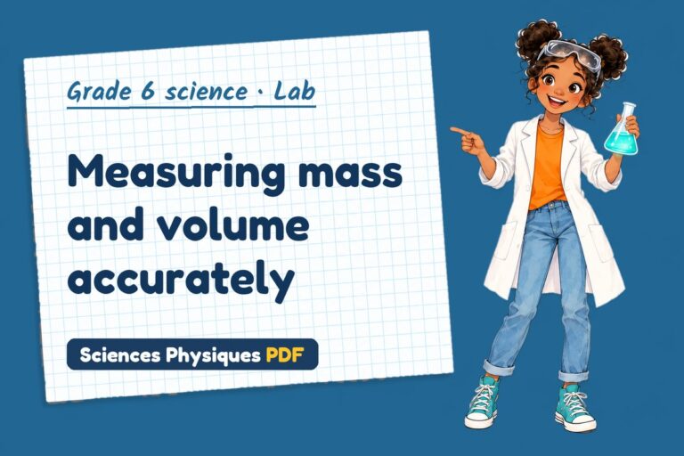 Mass and volume lab for grade 6 science: practical with sample results (free PDF download)