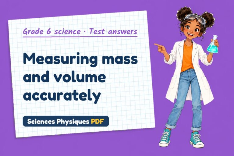Mass and volume test answers and mark scheme for grade 6 science (free PDF download)