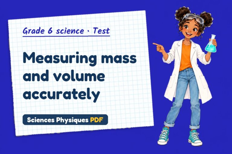 Mass and volume test with answers for grade 6 science (free PDF download)