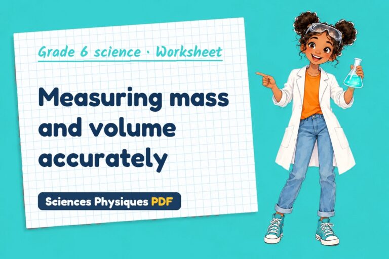 Mass and volume worksheet with answers for grade 6 science (free PDF download)