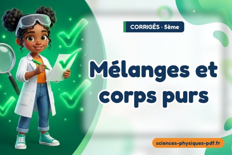 Mélanges et corps purs : corrigé des exercices de sciences physiques 5e – PDF gratuit à télécharger et imprimer