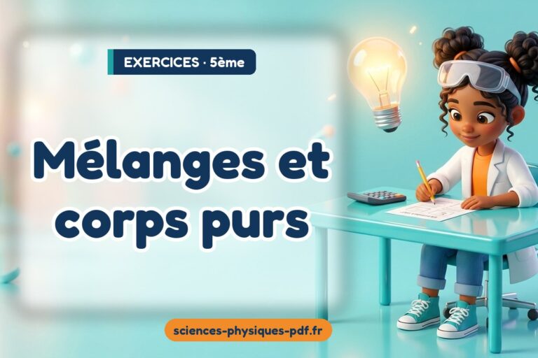 Mélanges et corps purs : exercices de sciences physiques en 5e – PDF gratuit à télécharger et imprimer
