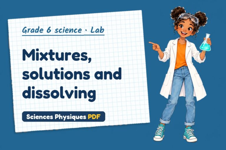 Mixtures and solutions lab for grade 6 science: practical with sample results (free PDF download)