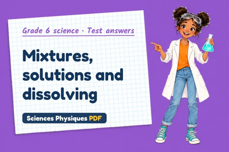 Mixtures and solutions test answers and mark scheme for grade 6 science (free PDF download)