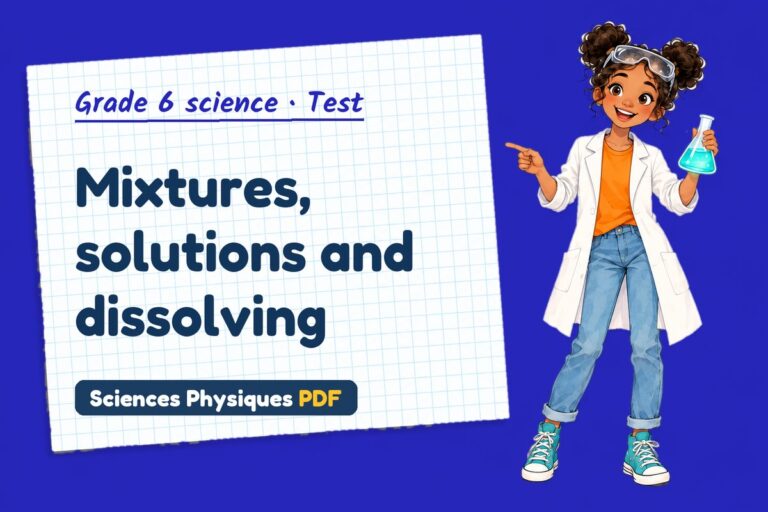 Mixtures and solutions test with answers for grade 6 science (free PDF download)