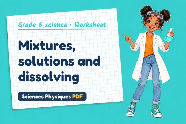 Mixtures and solutions worksheet with answers for grade 6 science (free PDF download)