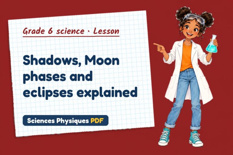 Moon phases notes and lesson for grade 6 science (free PDF download)