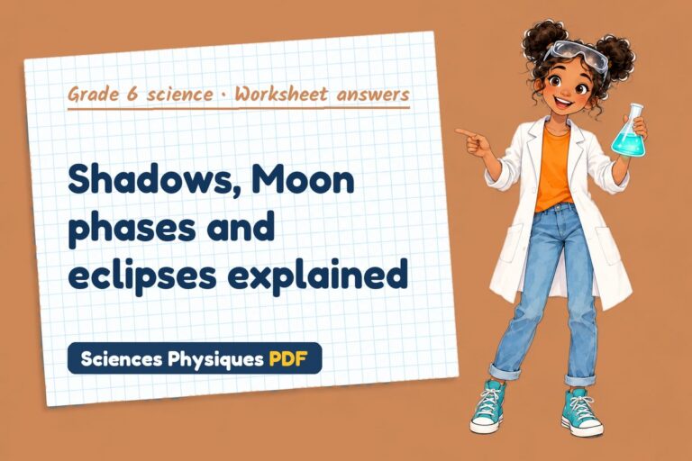 Moon phases worksheet answers for grade 6 science (free PDF download)