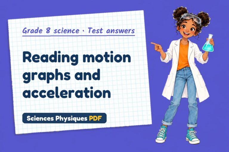 Motion graphs test answers and mark scheme for grade 8 science (free PDF download)