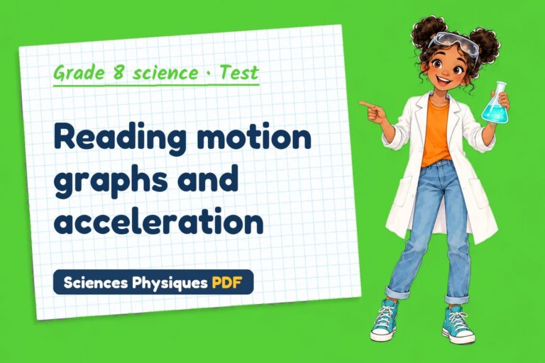 Motion graphs test with answers for grade 8 science (free PDF download)