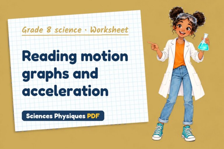 Motion graphs worksheet with answers for grade 8 science (free PDF download)