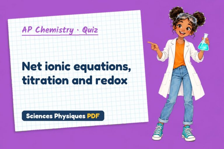 Net ionic equation quiz for AP Chemistry: 10 questions with answers