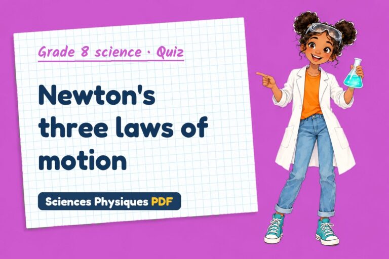 Newton’s laws quiz for grade 8 science: 10 questions with answers