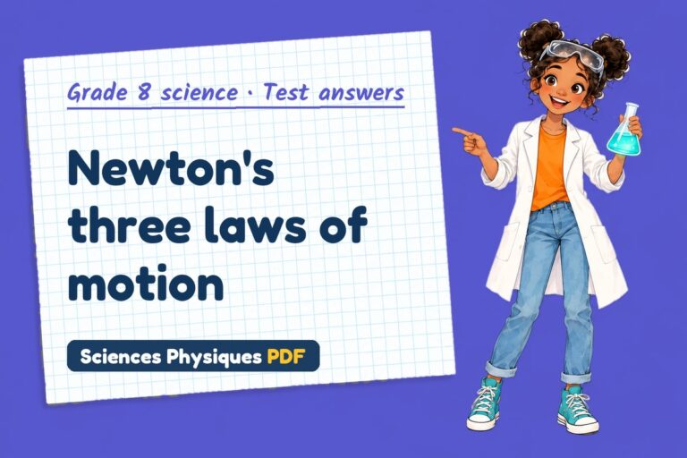 Newton’s laws test answers and mark scheme for grade 8 science (free PDF download)