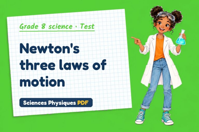 Newton’s laws test with answers for grade 8 science (free PDF download)