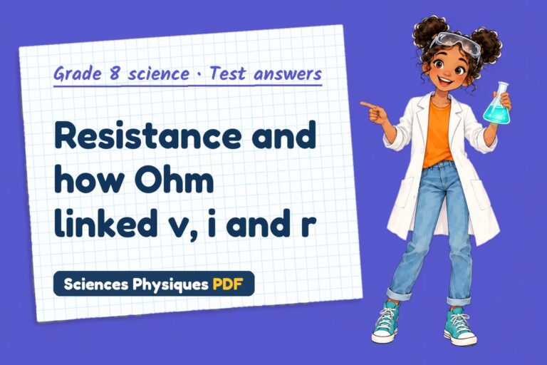 Ohm’s law test answers and mark scheme for grade 8 science (free PDF download)