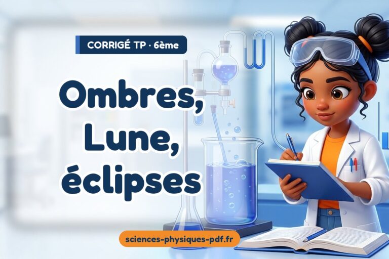 Ombres, Lune, éclipses : corrigé du TP de sciences physiques 6e – PDF gratuit à télécharger et imprimer