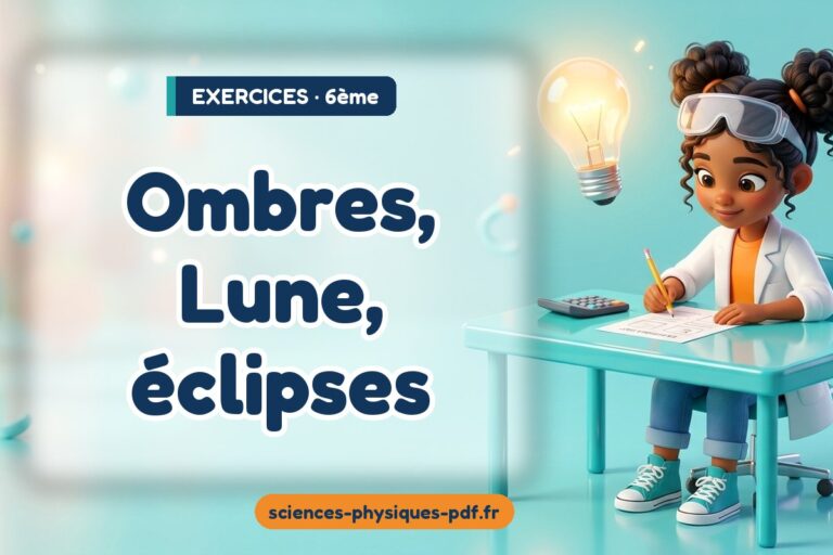 Ombres, Lune, éclipses : exercices de sciences physiques en 6e – PDF gratuit à télécharger et imprimer