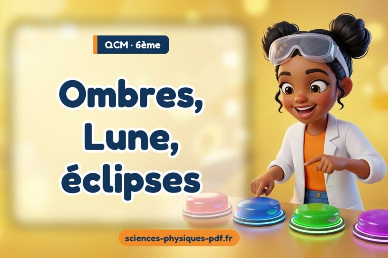 Ombres, Lune, éclipses : QCM de sciences physiques en 6e