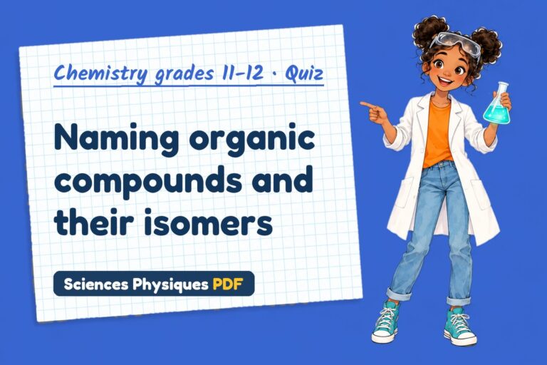 Organic nomenclature quiz for A Level chemistry: 10 questions with answers