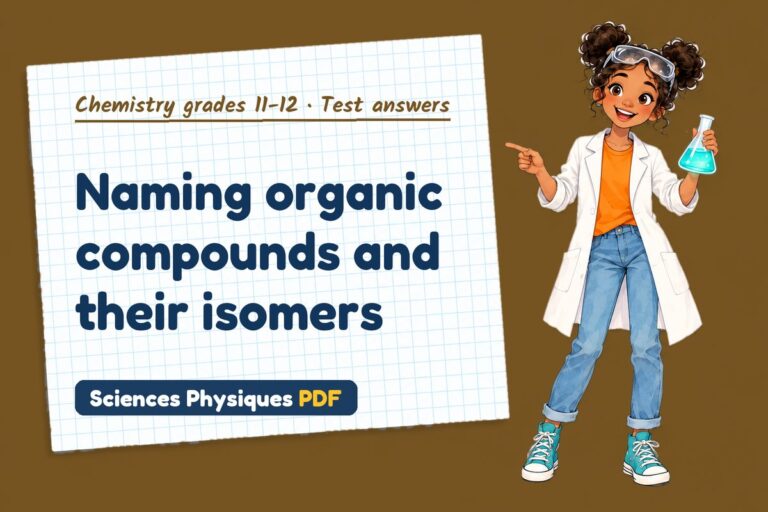 Organic nomenclature test answers and mark scheme for A Level chemistry (free PDF download)