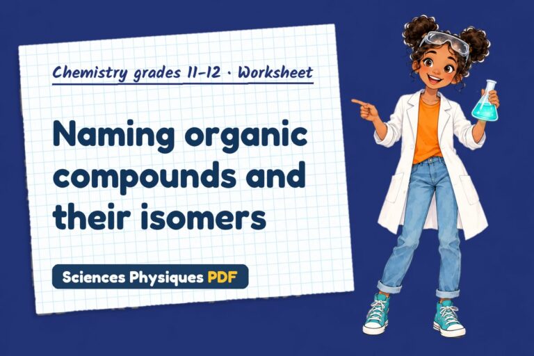 Organic nomenclature worksheet with answers for A Level chemistry (free PDF download)