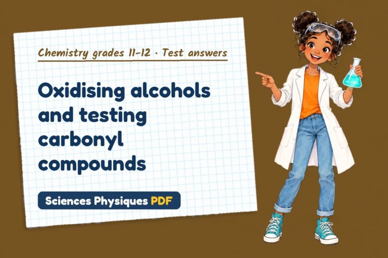 Oxidation of alcohols test answers and mark scheme for A Level chemistry (free PDF download)