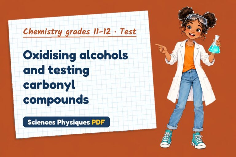 Oxidation of alcohols test with answers for A Level chemistry (free PDF download)