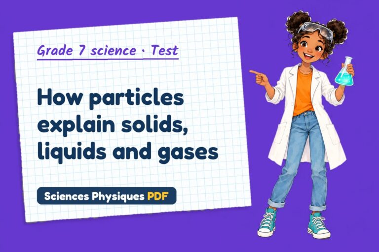 Particle model test with answers for grade 7 science (free PDF download)