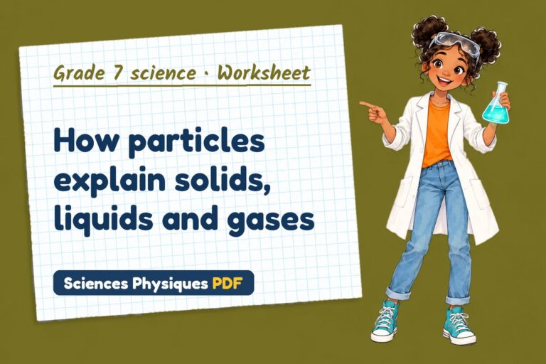 Particle model worksheet with answers for grade 7 science (free PDF download)