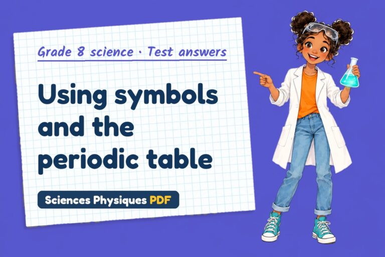 Periodic table test answers and mark scheme for grade 8 science (free PDF download)
