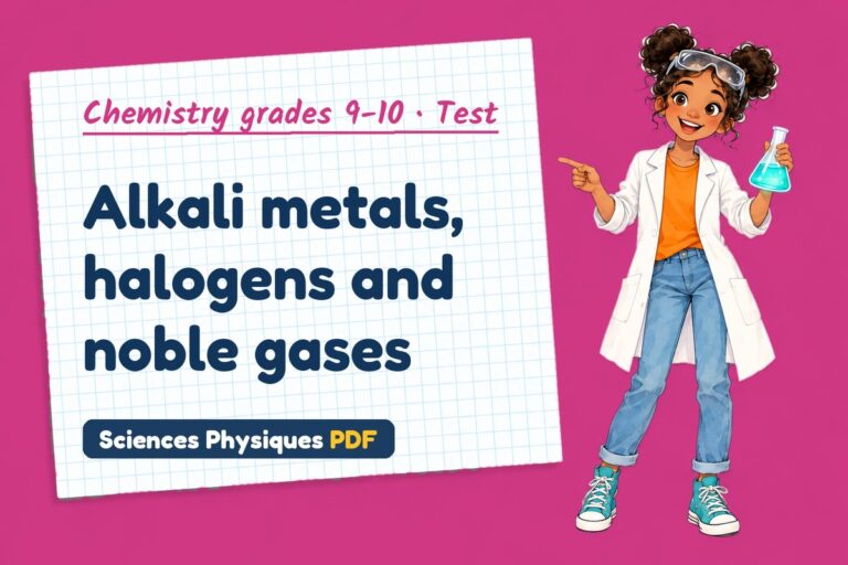 Periodic table groups test with answers for GCSE chemistry (free PDF download)