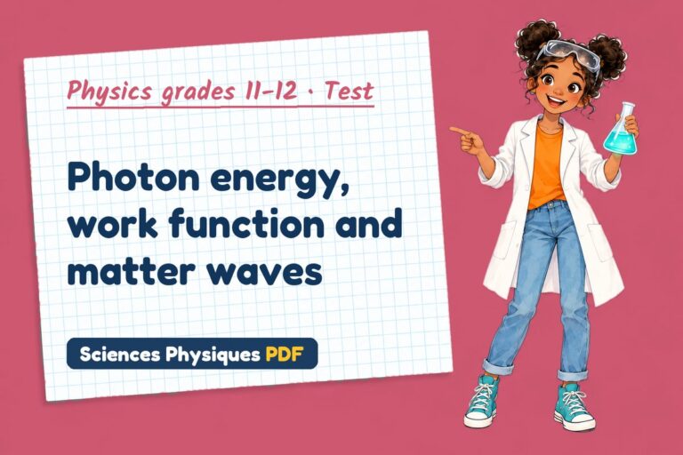 Photoelectric effect test with answers for A Level physics (free PDF download)