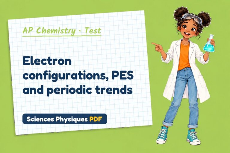Photoelectron spectroscopy test with answers for AP Chemistry (free PDF download)