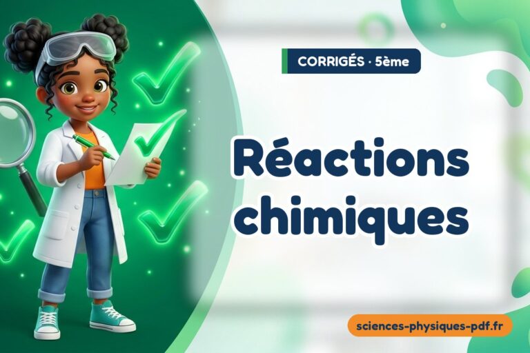 Réactions chimiques : corrigé des exercices de sciences physiques 5e – PDF gratuit à télécharger et imprimer