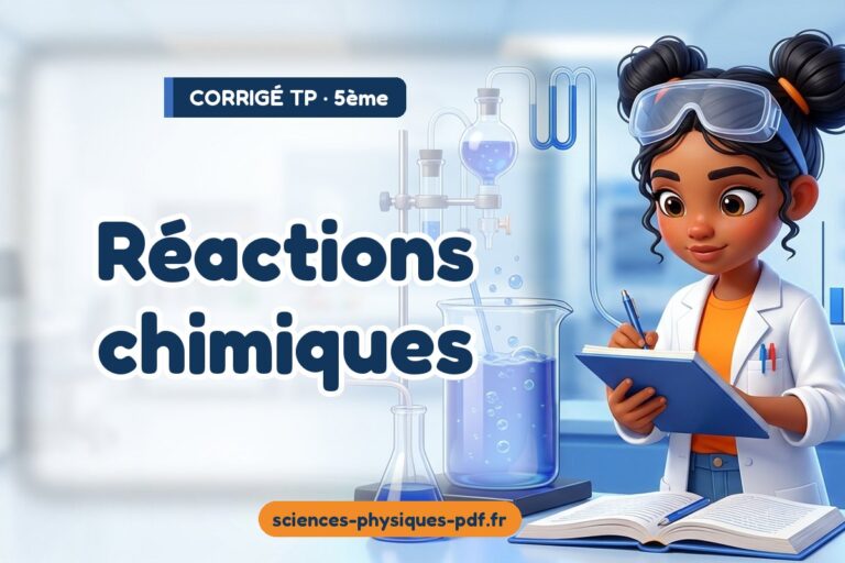 Réactions chimiques : corrigé du TP de sciences physiques 5e – PDF gratuit à télécharger et imprimer