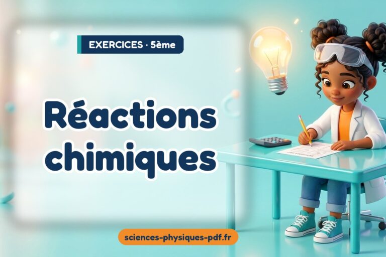 Réactions chimiques : exercices de sciences physiques en 5e – PDF gratuit à télécharger et imprimer